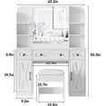thumbnail image 2 of VEANERWOOD Makeup Vanity Set with Mirror and Lights USB Charging Station, Vanity Makeup Table with 3 Large Drawers and 2 Cabinets, Time and Temperature Display, 2 of 9