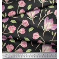 thumbnail image 3 of Soimoi Gray Velvet Fabric Leaves & Magnolia Floral Decor Fabric Printed Yard 58 Inch Wide, 3 of 5