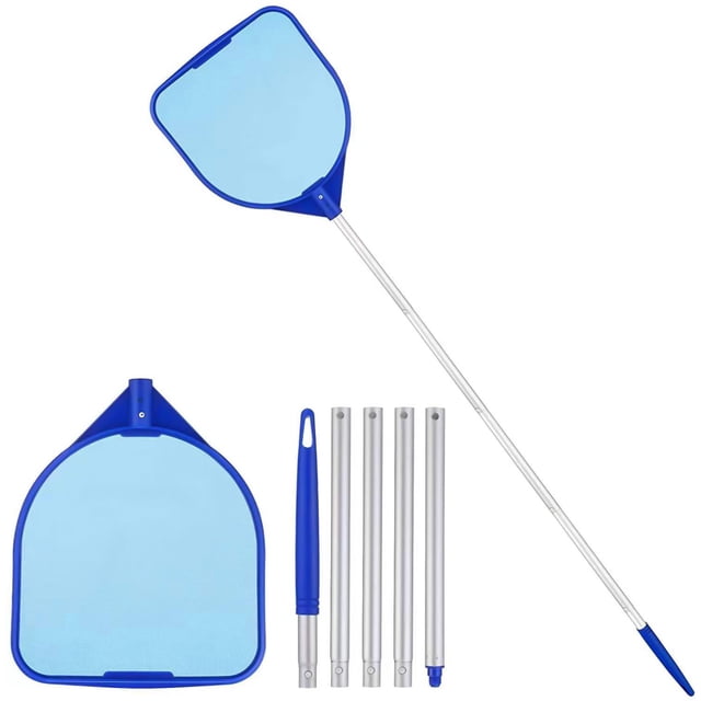 Pool Skimmer Net with Telescopic Pole, 59 inch Swimming Pool Leaf Net, Fine Mesh Pool Net, Pool Cleaner Maintenance Tool-Easy to Collecting Leaves for Swimming Pools, Hot Tubs, Ponds(Blue)