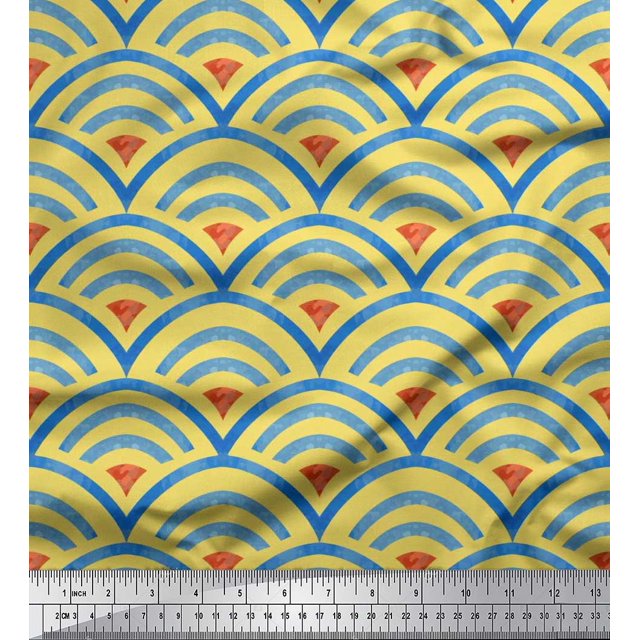 Soimoi Viscose Chiffon Fabric Scales Geometric Print Fabric by Yard 42 Inch Wide