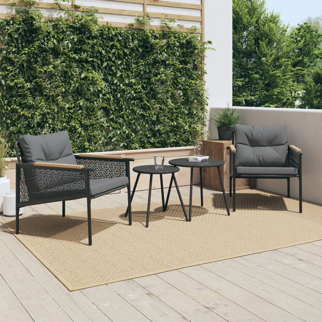 vidaXL Chaises de Jardin avec Coussins 2 Pcs Acier Noir