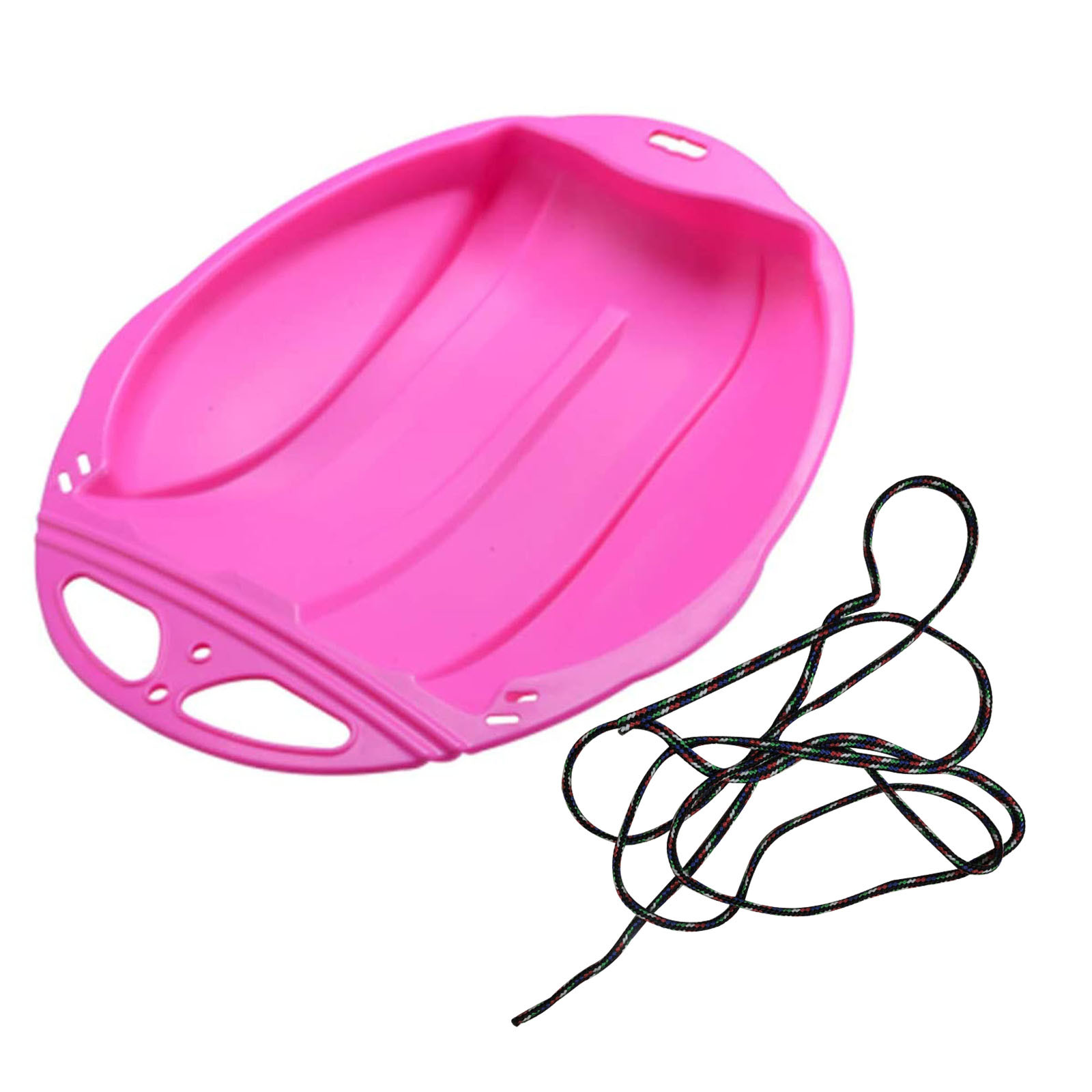 Glissoire à Disque Ronde pour Neige, Soucoupe en Plastique PP Robuste pour Enfants et Adultes, Sable Neige Ski, Corde de Traction Incluse