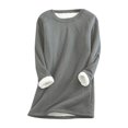 thumbnail image 1 of HKEJIAOI 2023 Haut pour Femme Col Rond Uni Poids Moyen Manches Longues Haut, 1 of 7