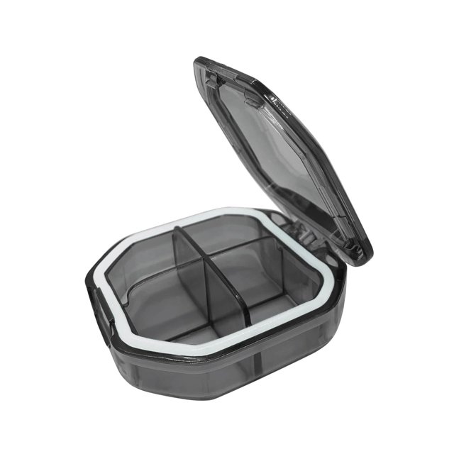 Xuanheng Small Pill Container Lightweight with Compartments Pill Holder for Bag Purse Gray Sqaure
