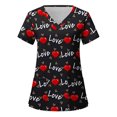 thumbnail image 3 of SuoKom Sarraus pour Femmes Vêtements de Travail Haut à Col en V Doux Extensible Manches Courtes T-Shirts Graphiques pour Femmes Hauts pour Femmes, 3 of 5