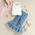 thumbnail image 4 of Plebaso Baby Girls Two-Piece Sets Sleeveless Round Neck Tops Flared Denim Pants Kids Summer Clothes, 4 of 7