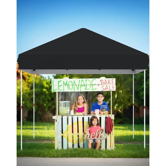 EastVita Tente à Auvent Instantanée 10x10 Pi, Pavillon Portable Robuste avec Sac de Transport à Roulettes, Protection UV et Sacs de Sable pour l'Extérieur, Marchés, Noir