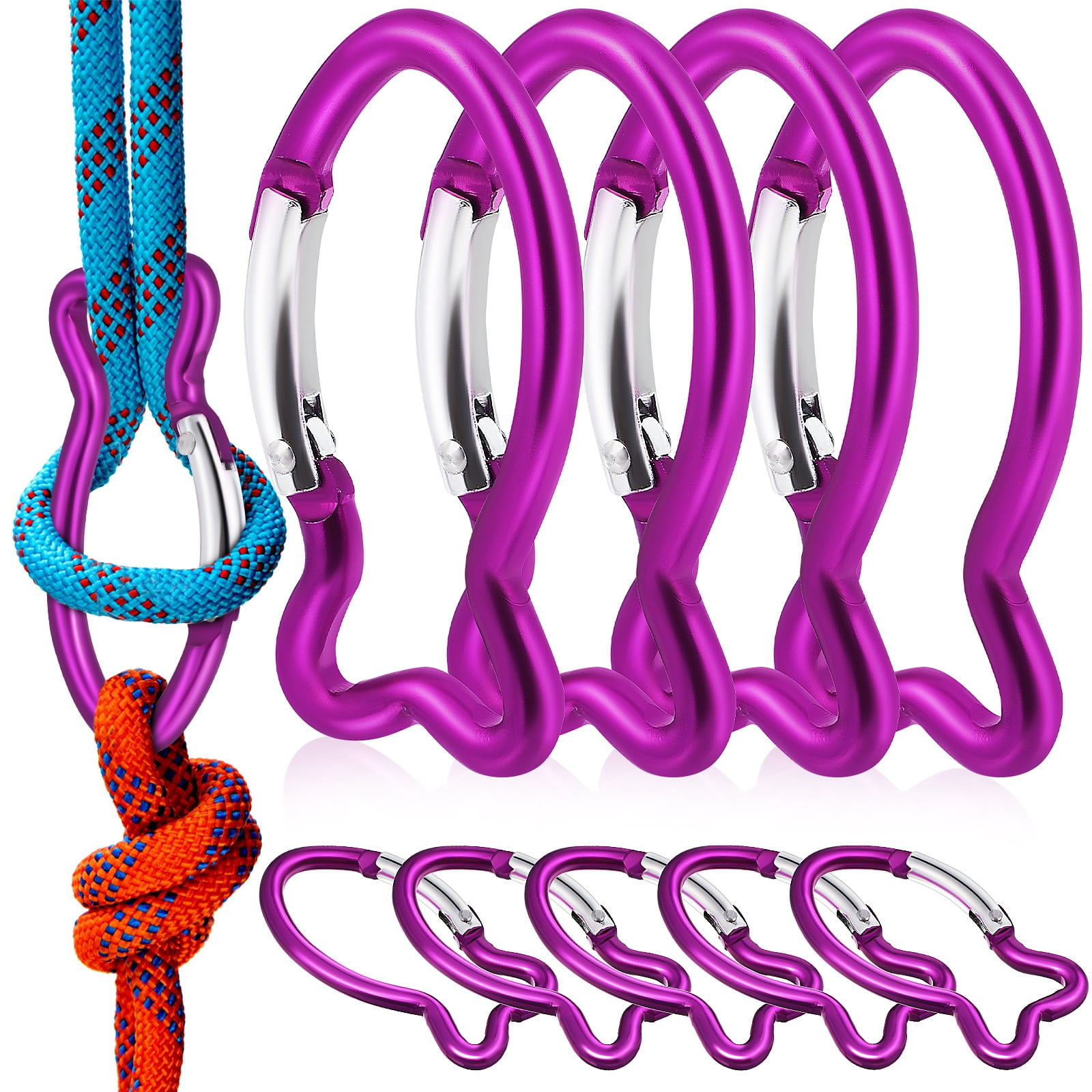 10pcs Carabiner Clips Fish Shaped Carabiner Aluminum Carabiner Outdoor Carabiner Spring Snap Clips
