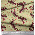 thumbnail image 2 of Soimoi Polyester Crepe Fabric Dot & Lobster Ocean Print Fabric by The Yard 42 Inch Wide, 2 of 3