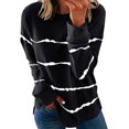 thumbnail image 1 of hoksml Vêtements d'Automne Mode Femme T-Shirt à Col Rond à Manches Longues d'Été Imprimé Décontracté Ample Blouse Chandail Hauts Liquidation, 1 of 6