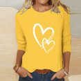 thumbnail image 3 of Cameland T-Shirt Imprimé Cœur pour Femme, Mode, Manches 3/4, Blouse à Col Rond, Hauts Décontractés, 3 of 4