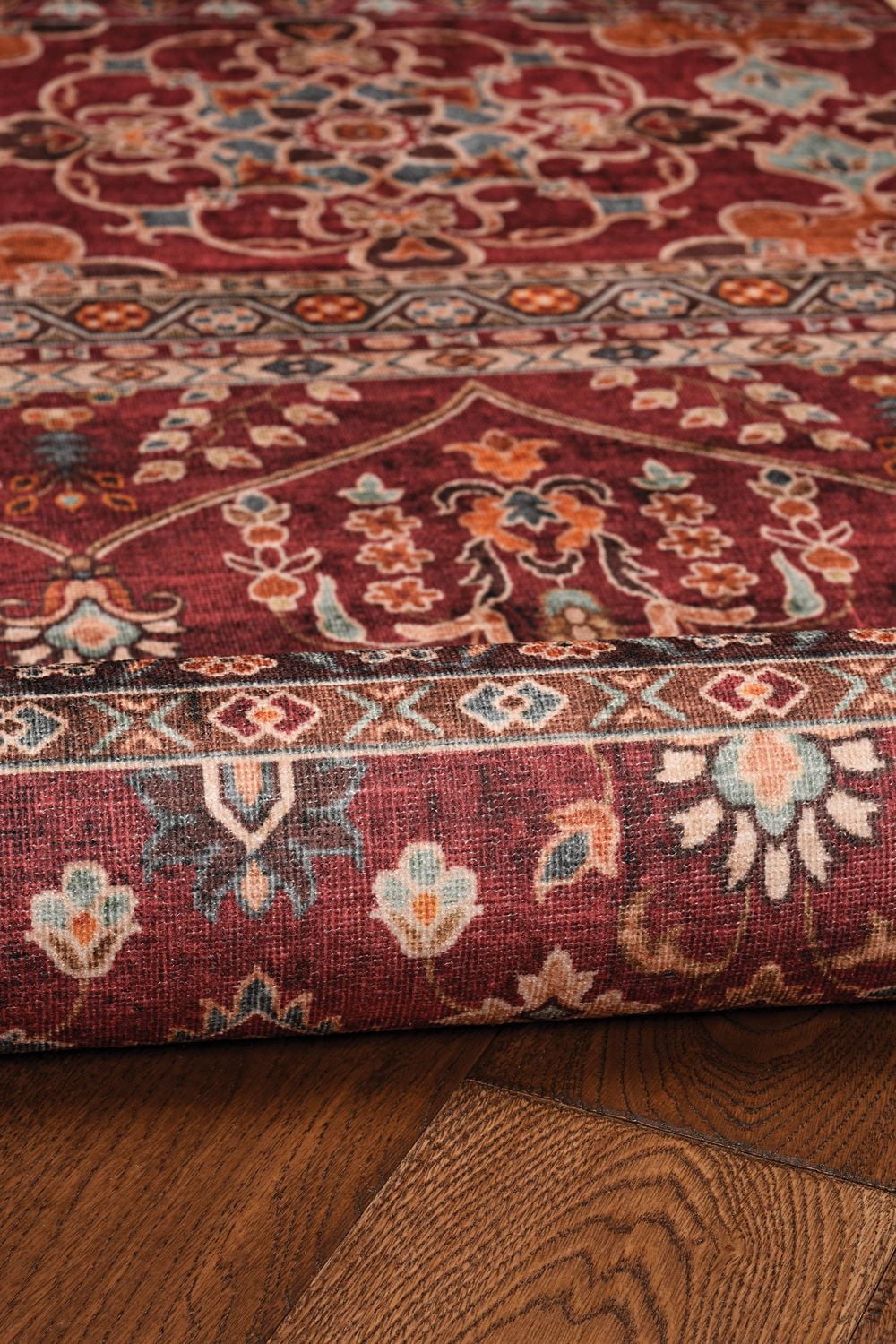 Tapis de couloir lavable Neil 2 pi x 8 pi grenat et ivoire