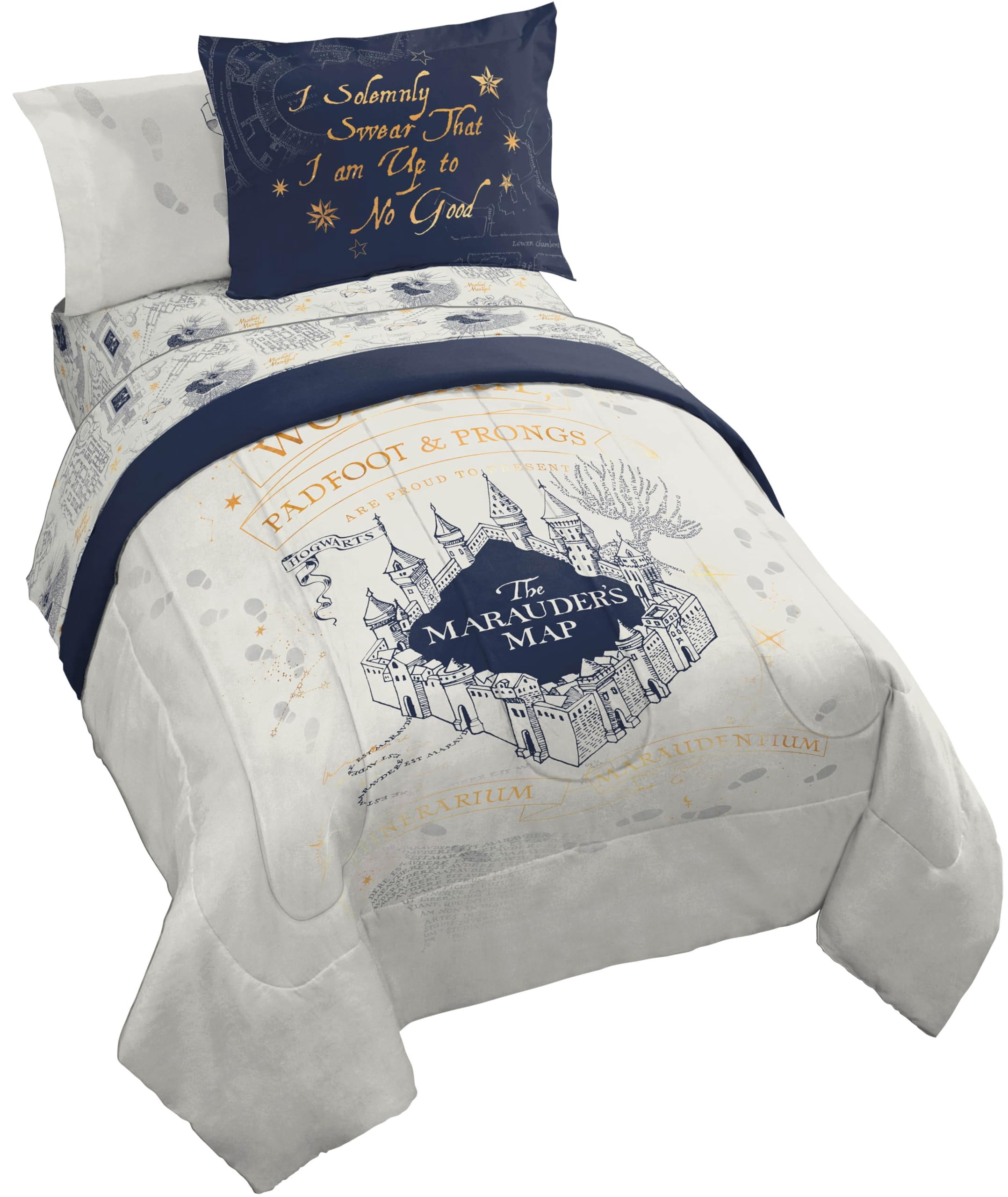 Jay Franco Kids Comforter Set Includes Sheets and Pillow Covers - Soft and Cozy Bed Set for Stylish Room Decor Beige - Harry Potter 7 Piece Full Size Bedding