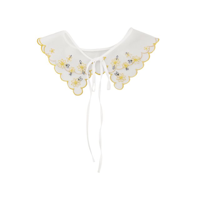 INSPIRE CHIC Collier Faux Détachable, Mini Cape Brodée Col à Volants Dickey Faux Collier pour Blouse Blanc-2
