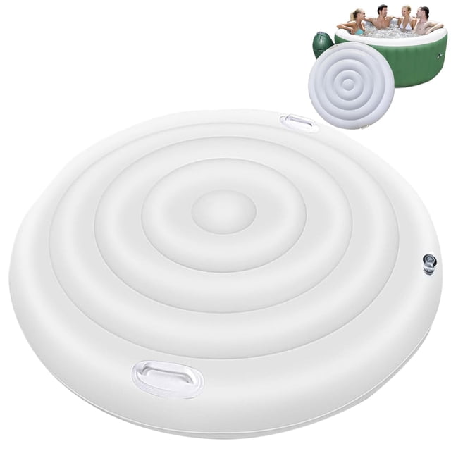 Chmadoxn Housse de Spa Gonflable 65 Pouces Housse de Spa Isolée Coupe-Vent Imperméable Housse Ronde de Spa avec Poignées Housses de Spa Écoénergétiques pour Protecteur de Spa Housse Résistante aux Intempéries