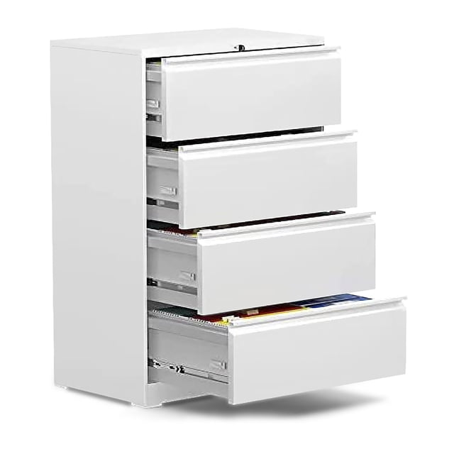 AOBABO 4 Drawer Lateral File Cabinet w/ Lock for Letter/Legal Size Paper, White