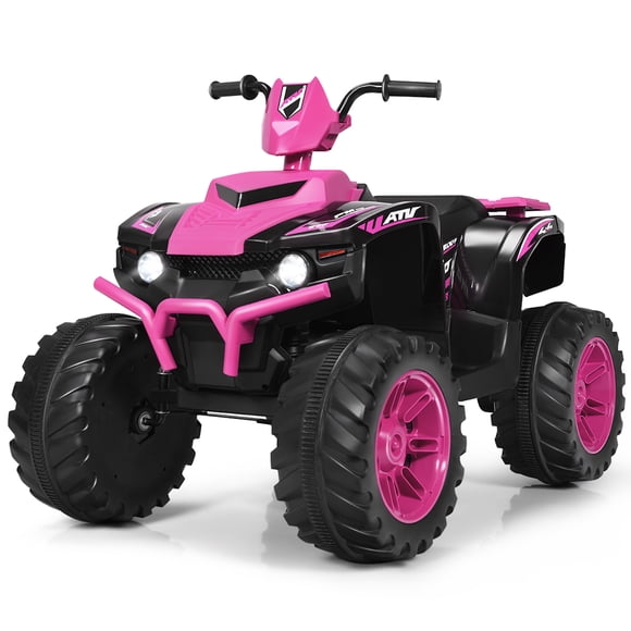 Gymax VTT Électrique 12 V pour Enfants, 4 Roues, avec Musique et Lumière DEL, Rose
