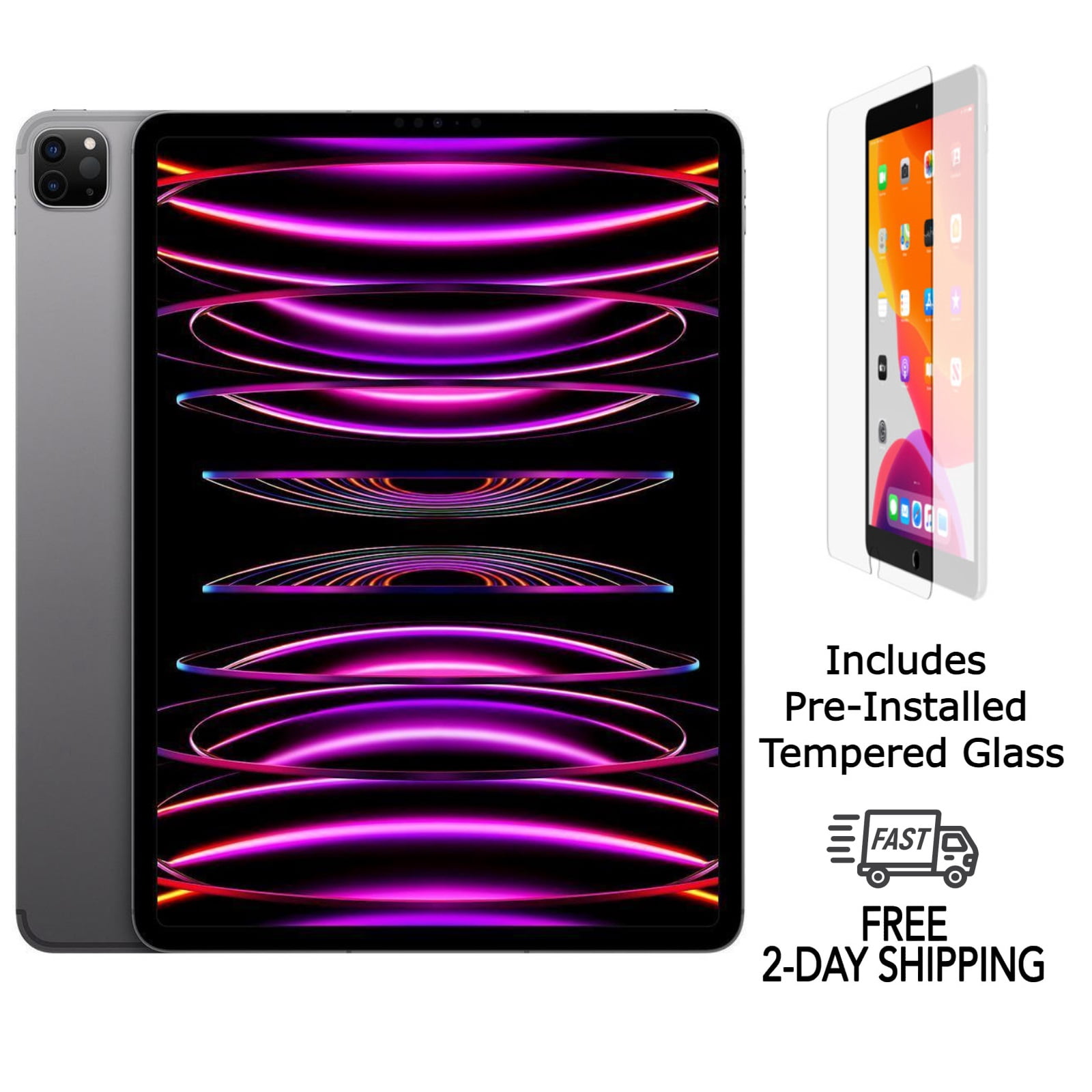 Refurbished Apple iPad Pro 12.9" (6th Gen) A2436 (WiFi) 128GB Space Gray (Grade A+) w/ Pre-Installed Tempered Glass
