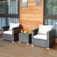 thumbnail image 4 of Patiojoy 3-Piece Patio Wicker Conversation Set Bistro Rattan Sofa Chair with Washable Cushion White, 4 of 10