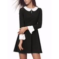 thumbnail image 2 of INSPIRE CHIC Junior's Peter Pan Collar Contrast Button Decor Long Sleeve Flare Dress, 2 of 5