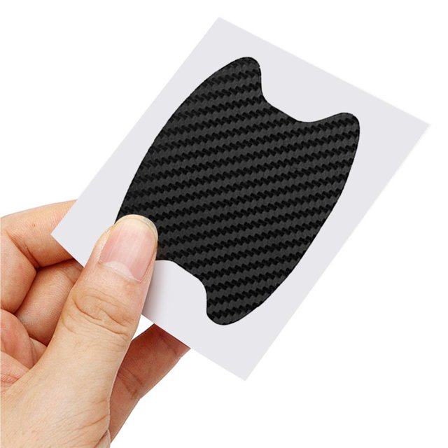 Baohd 4 Pcs Film de Poignée de Porte Auto en Fibre de Carbone Résistant aux Rayures Protecteur de Poignée de Voiture Professionnel Autocollants Anti-Rayures Bonne Résistance Noir