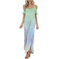 thumbnail image 2 of Fridja Women Cold Shoulder Short Sleeve U-Neck Printed Straight Floor-Length Dress, 2 of 9