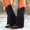thumbnail image 2 of Kcodviy Womens Boots Comfortable Pull Women's Mid on Chunky Heel Pointed Women's Mid Toe Fringed Boots Western Women's Mid Knee High Boots Mid Women's Mid Boots, 2 of 8