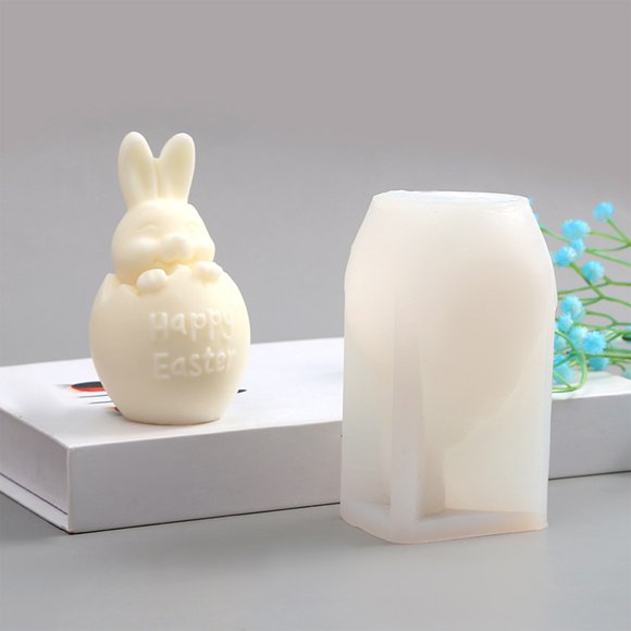 cpengpj Liquidation Coquilles d'Œufs Lapins Moules en Silicone Aromathérapie Bougie Plâtre Silicone Bébé Bricolage Décoration de Festival Décoration Maison Moules Compte-Gouttes de Pâques