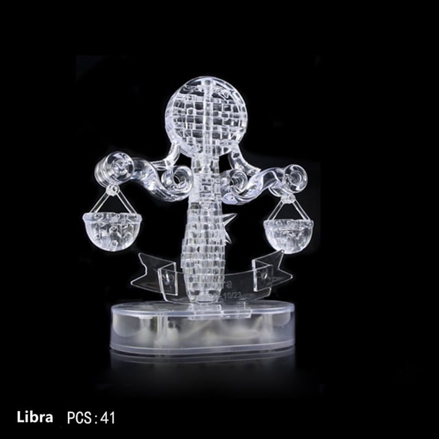 3D Crystal Puzzle Jig-saw Clear Twelve 12 Constellation Astrolog Flash LED Light