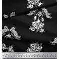 thumbnail image 2 of Soimoi Polyester Crepe Fabric Leaves,Bird & Floral Block Print Sewing Fabric Yard 42 Inch Wide, 2 of 3