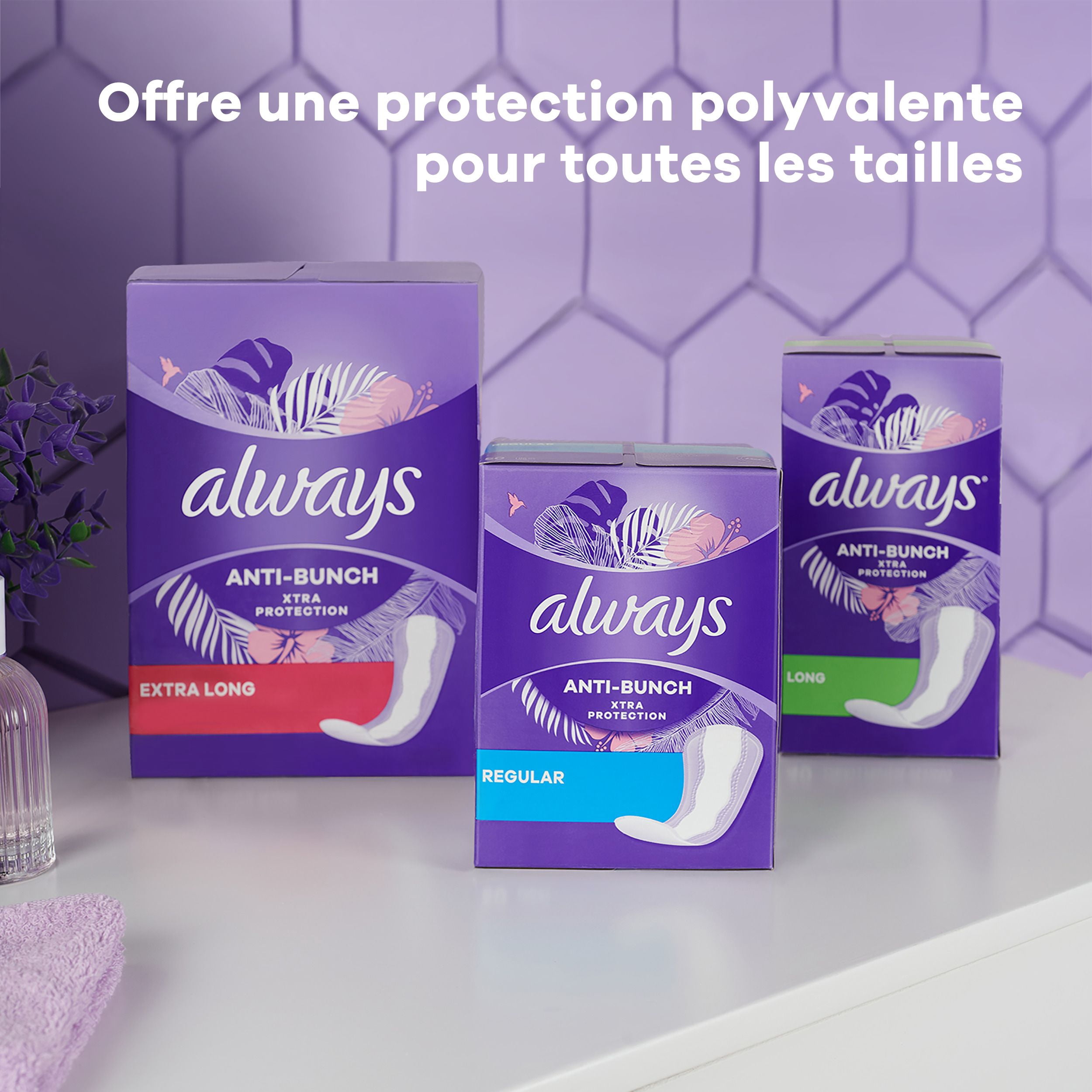 Always Anti-Tassement Xtra Protection Protège-Dessous Quotidiens, Longueur Extra Longue, Sans Parfum