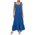 thumbnail image 3 of Sentmoon Flowy Dress Vacation Sleeveless Crew Neck Plus Size Dress Spring Solid Color Backless Regular Fit Sun Dresses for Women Trendy for Work and Office M, 3 of 8
