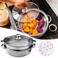 thumbnail image 2 of Two-Tier Stainless Steel Steamer Pot for Cooking Vegetables and Double Boiler Steam Cooker Kitchen for Meals and Versatile Food Preparation, 2 of 8