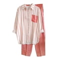 thumbnail image 1 of Mikilon Ensemble Élégant pour Femmes 2 Pcs Été Nouveau Cardigan à Revers Imprimé Mode Costume Nouveau Cardigan Décontracté Été Imprimé Ensemble Mode Rose TP, 1 of 6