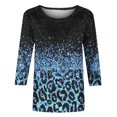 thumbnail image 4 of Qertyioot Hauts de Mode pour Femmes, T-shirt Ample Imprimé Mi-Long Manches 3/5 Blouse Col Rond Décontracté, 4 of 4