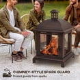 thumbnail image 4 of Outsunny Foyer Extérieur de 26 Pouces avec Tisonnier, Foyer au Bois Style Cheminée, Noir, 4 of 10