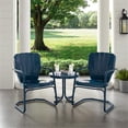thumbnail image 2 of Crosley Furniture Ridgeland Ensemble de Conversation pour Patio en Métal Rond de 22 Po, 3 Pcs, Bleu Marine, 2 of 7