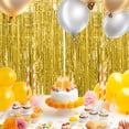 thumbnail image 4 of 1pcs Set 9.8ft Gold Aluminium Foil For Birthday Party Photo Backdrop Fringe Curtain Tinsel Curtain Backdrop Streamers Party 1pcs Set 9.8ft Gold Aluminium Foil Photo Backdrop For Birthday Party Stream, 4 of 7