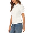 thumbnail image 4 of INSPIRE CHIC Women's Collared Top Peter Pan Collar Short Sleeve Button Front Shirts XS White, 4 of 8