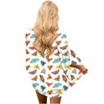 thumbnail image 1 of Fridja Womens Middle Sleeve Print Chiffon Cardigan Beach Loose Easy Tops, 1 of 6