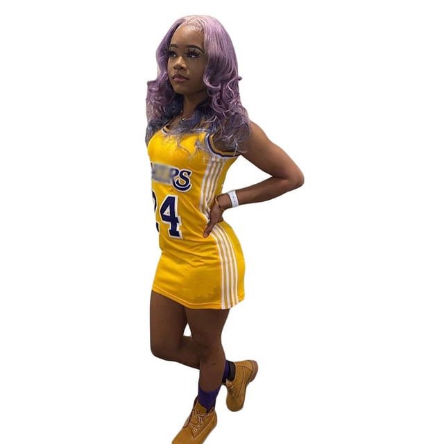 2022 Nouvelles Dames Été Col Rond Imprimé Robe de Basket-Ball Grande Taille en Vrac Femmes Été une Seule Pièce