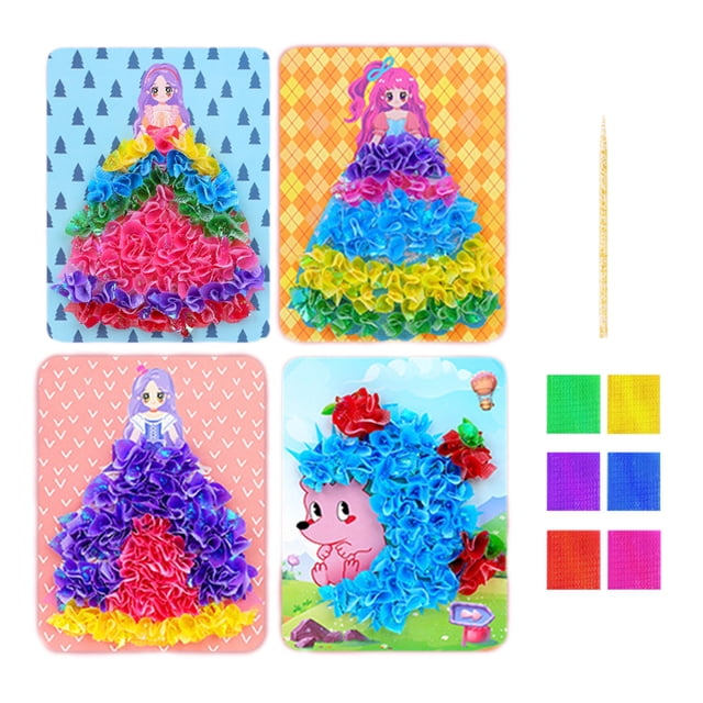 WRKEKC Clearance 4 Pcs Kids Princess Dress Up theme Art And Crafts Set for Boys Age 412 Puzzle Poke in Painting DIY Animals Toy Gift for Activity Game Birthday