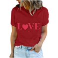 thumbnail image 2 of Meichang T-Shirts pour Femmes Hauts de la Saint-Valentin Imprimé Cœur Mignon T-Shirts Manches Courtes Col Rond Blouses de Vacances en Liquidation, 2 of 5