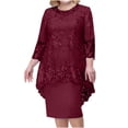 thumbnail image 1 of Womens Plus Size Evening Dress Lace Embroidery Two Piece Set Temperament Fit Dress, 1 of 5