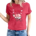 thumbnail image 2 of Pisexur T-shirt de la Saint-Valentin pour Femmes, Imprimé Amour, Manches Courtes, Col Rond, 2 of 5