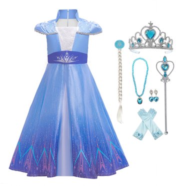 HAWEE Princess Esla Snow Queen Princess Fancy Costume Party Cosplay Dress Up for Little Girls 2-8 Years