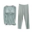 thumbnail image 2 of LSLJS Ensemble de Pyjama d'Allaitement pour Femmes Enceintes, Chandails d'Allaitement à Manches Longues, Shorts et Pantalons de Grossesse 2 Pcs, Pyjamas d'Allaitement, Pyjamas et Vêtements de Détente de Maternité ( TTG, Vert ), 2 of 3
