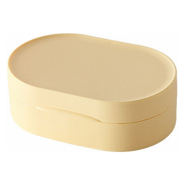 Oleegame 1PC Spoon And Lid Rest Macaron Color Travel Soap Box Portable Creative Soap Box Waterproof With Lid Soap Plastic Box Yellow