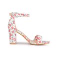 thumbnail image 3 of BLISSFUL STEP Women's Shoes Printed Open Toe Block High Heels Summer Sandals Red White 9, 3 of 8