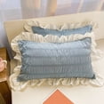 thumbnail image 1 of Aodebiao Ruffled Pillowcases Set of 2 - Standard Size 18x29" Envelope Closure Sham Covers, Soft Polyester for Bedroom (White/Pink/Blue/Yellow), 1 of 7